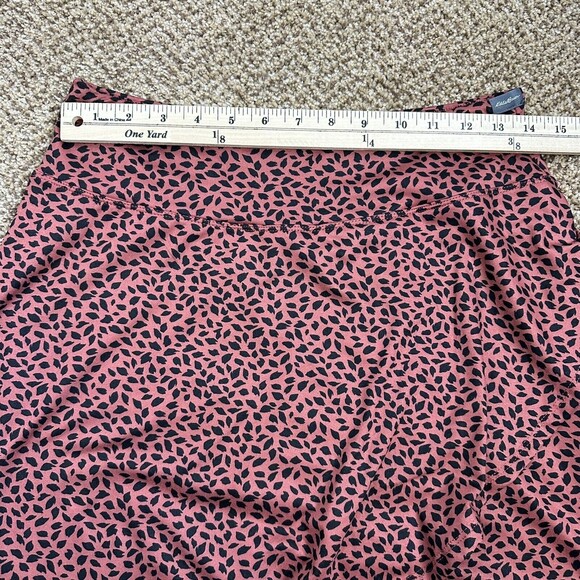 Eddie Bauer Womens M Skirt A Line Faux Wrap Rust Brown Black Spots Leaf - Picture 8 of 10